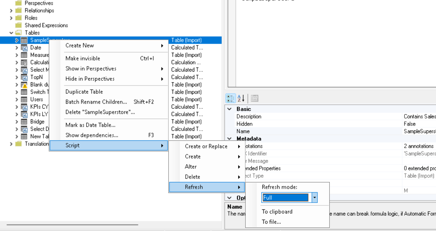 Tabular Editor interface overview